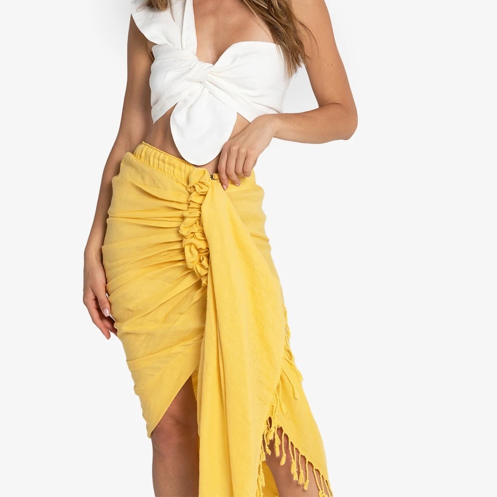 🆕 JUST BEE QUEEN “Tulum” handmade tie dye yellow & green skirt Size XS